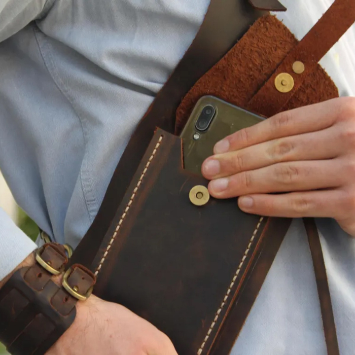 Brown Leather Shoulder Utility Bag