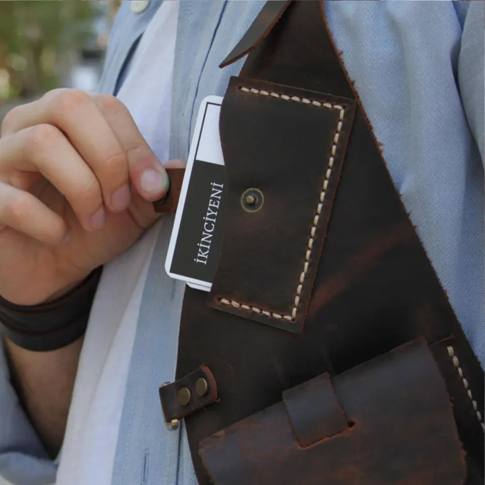 Brown Leather Shoulder Utility Bag