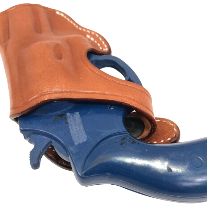 Brown Leather Snub Nose Revolver Belt Holster With Retention