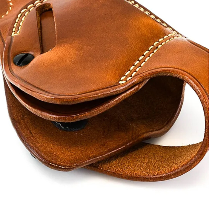 Brown Leather Strongside Belt Holster with Retention Strap
