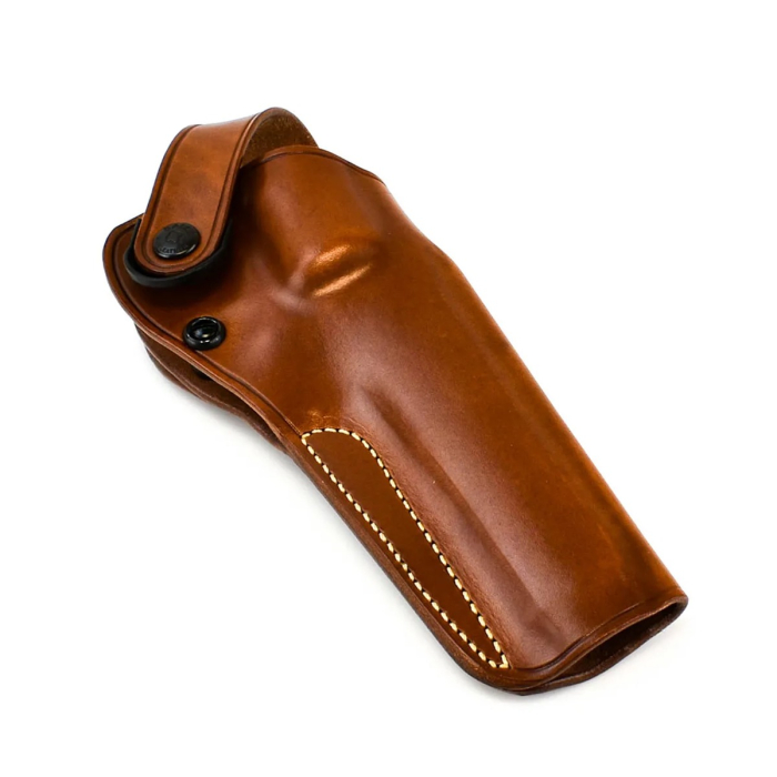 Brown Leather Strongside Crossdraw Belt Holster With Retention Strap