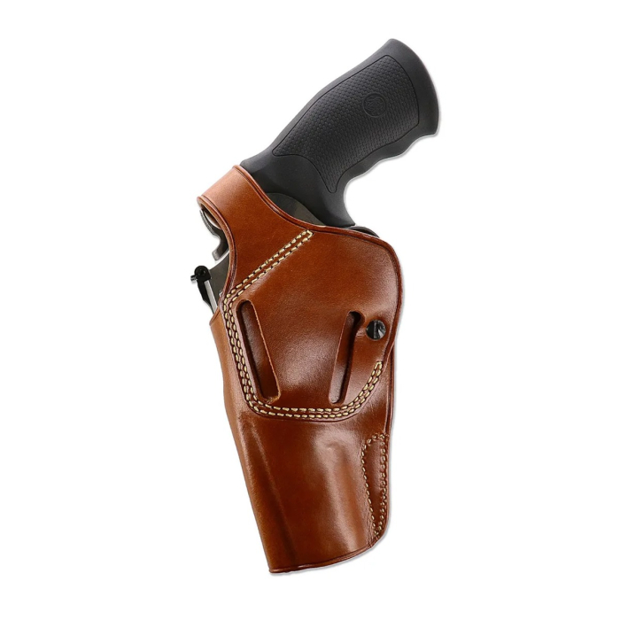 Brown Leather Strongside Belt Holster with Retention Strap