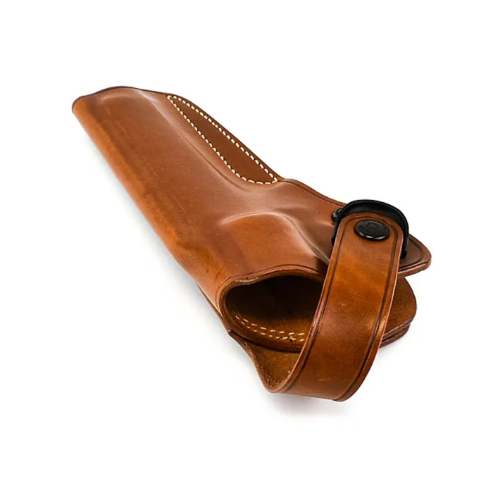 Brown Leather Strongside Crossdraw Belt Holster With Retention Strap