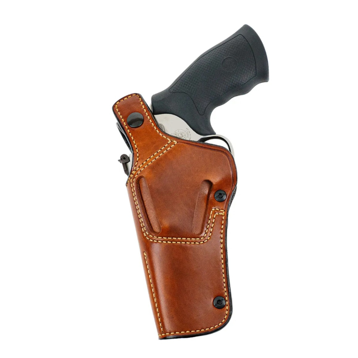 Brown Leather Strongside Crossdraw Belt Holster With Thumb Break