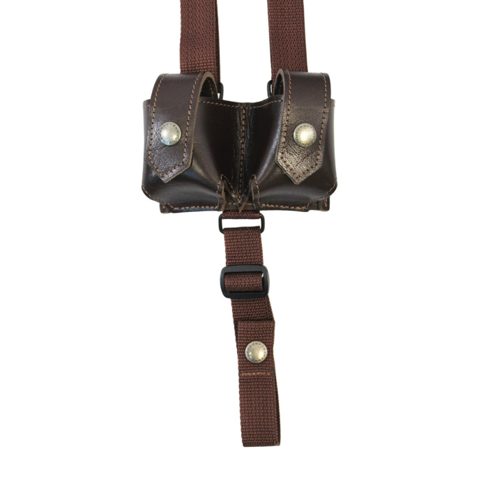 Brown Leather Vertical Shoulder Holster With Speedloader