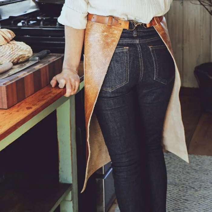 Brown Leather Half Waist Work Apron