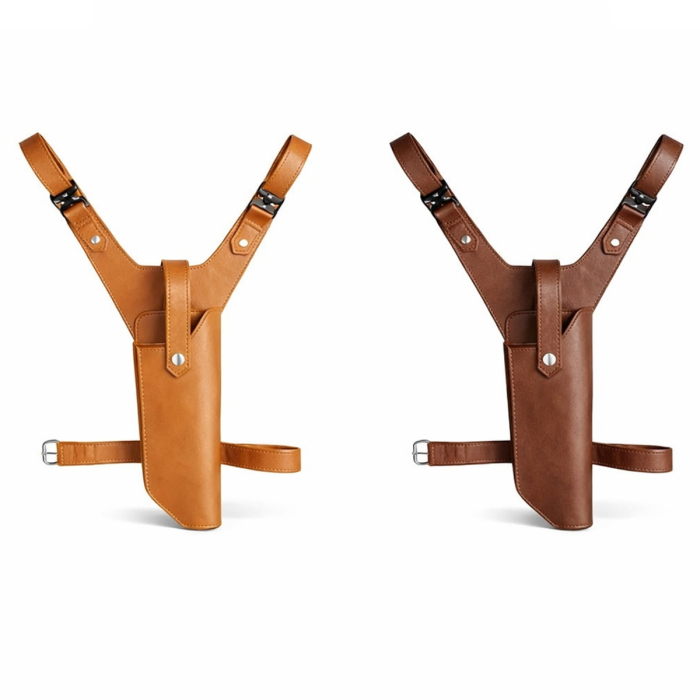 Tan Leather Yoke Drop Leg Handcrafted Holster