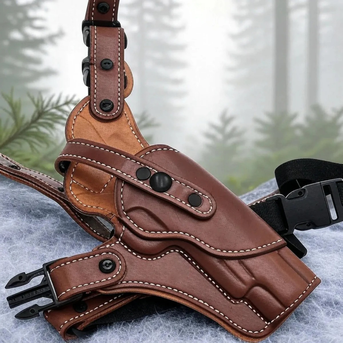 Brown Premium Leather Adjustable Chest Rig Holster