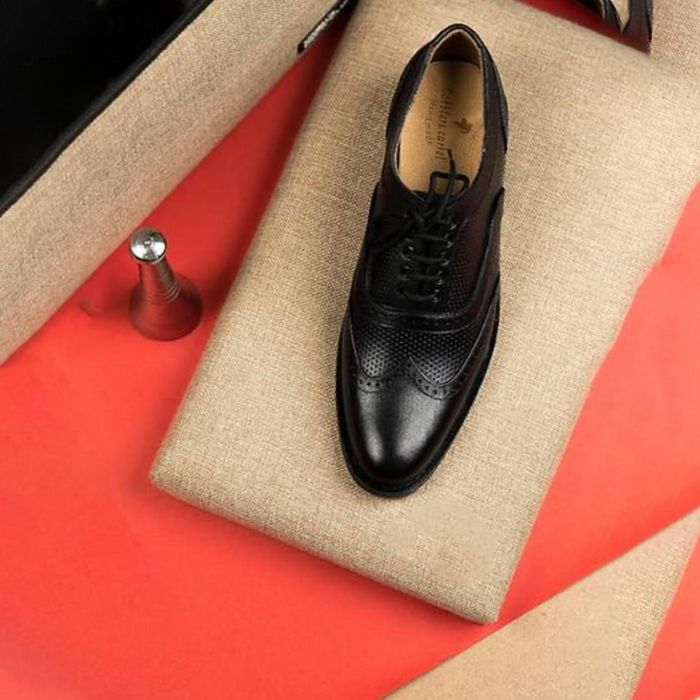 Handmade Black Leather Oxford Shoes