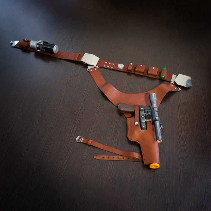 Brown Leather Belt Holster Set