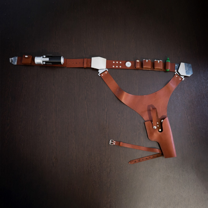 Brown Leather Belt Holster Set