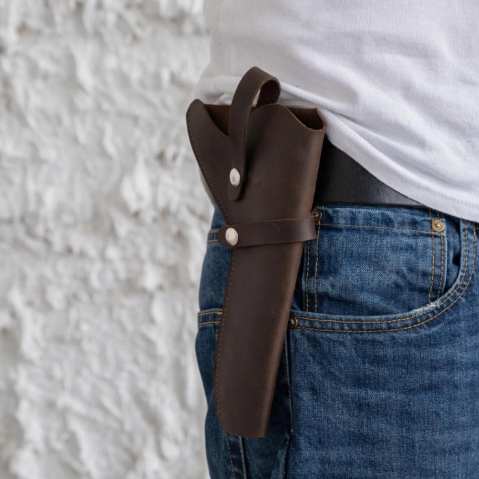 Brown Leather Belt Revolver Holster