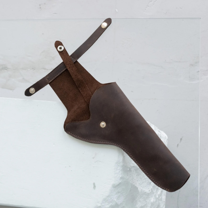 Brown Leather Belt Revolver Holster