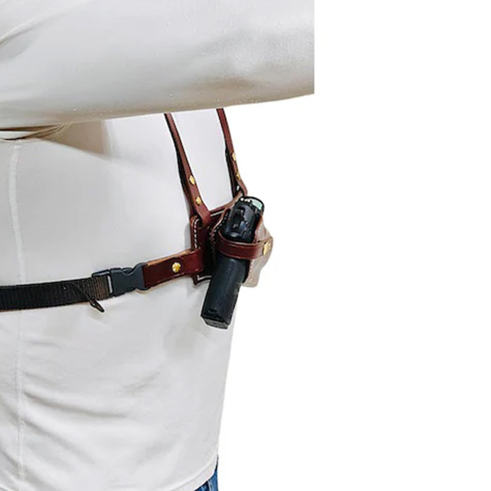 Brown Leather Chest Holster Harness System