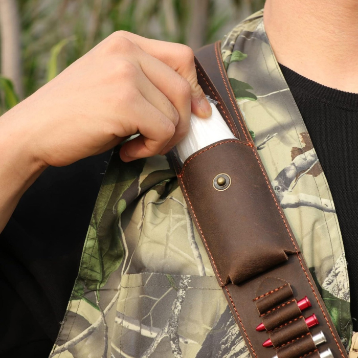 Brown Leather Chest Rig Holster With Ammo Holder