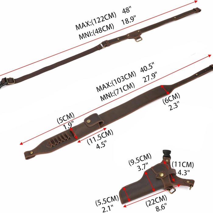 Brown Leather Chest Rig Holster With Ammo Holder