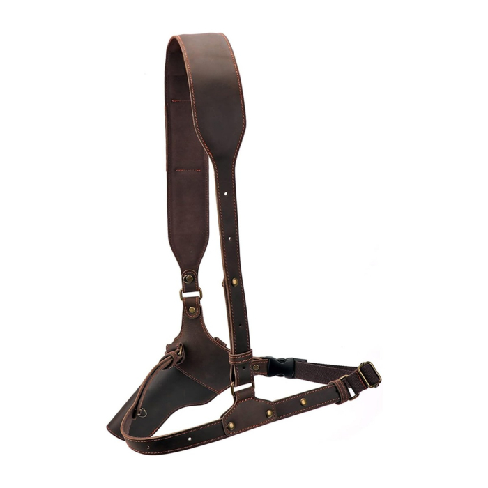 Brown Leather Chest Rig Holster With Ammo Holder