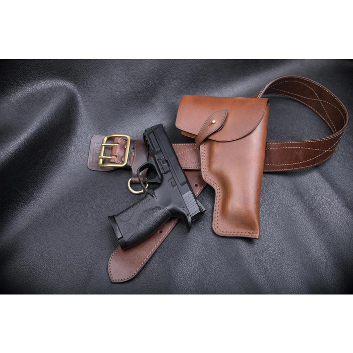 Brown Leather Flap Belt Holster
