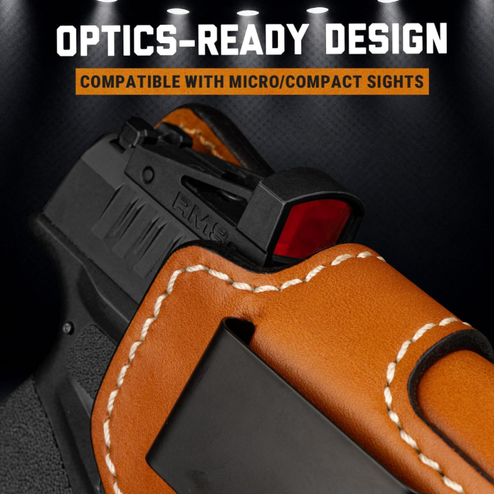 Brown Leather OWB Hunting Holster With Optic Cut