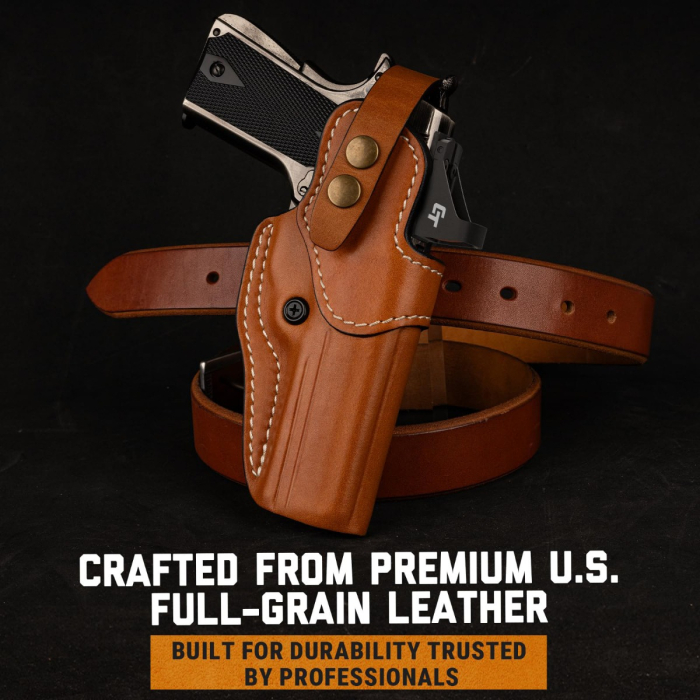Brown Leather OWB Hunting Holster With Optic Cut