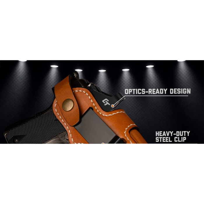 Brown Leather OWB Hunting Holster With Optic Cut