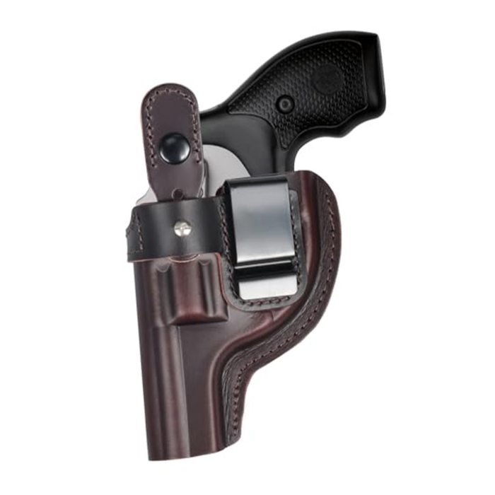 Brown Leather OWB Hunting Holster With Thumb Break