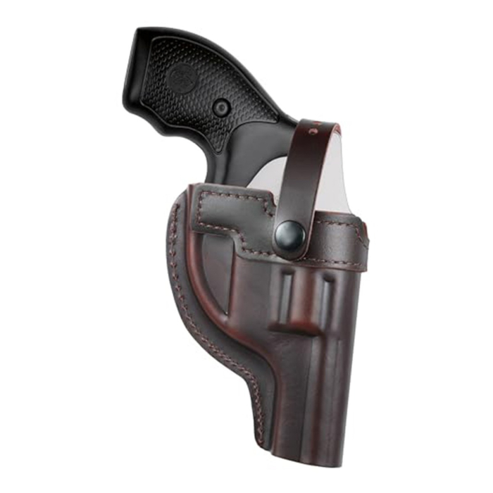 Brown Leather OWB Hunting Holster With Thumb Break