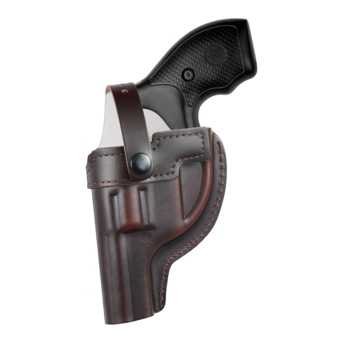 Brown Leather OWB Hunting Holster With Thumb Break