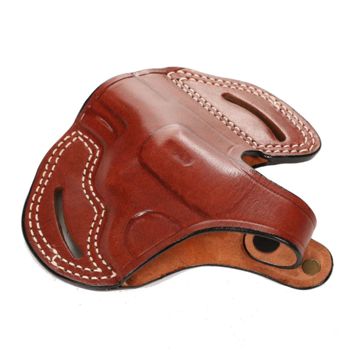 Brown Leather Short Barrel OWB Revolver Holster 