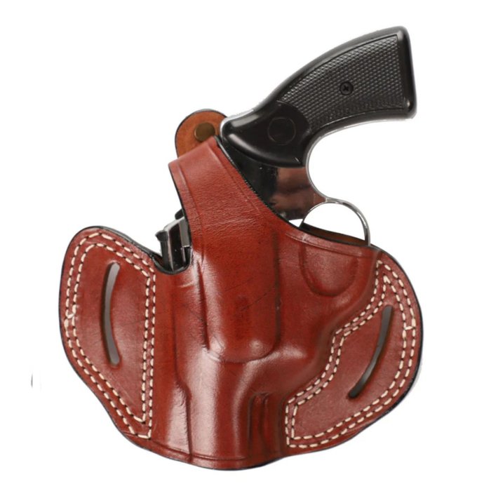 Brown Leather Short Barrel OWB Revolver Holster 