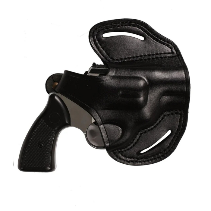 Black Leather Short Barrel OWB Revolver Holster