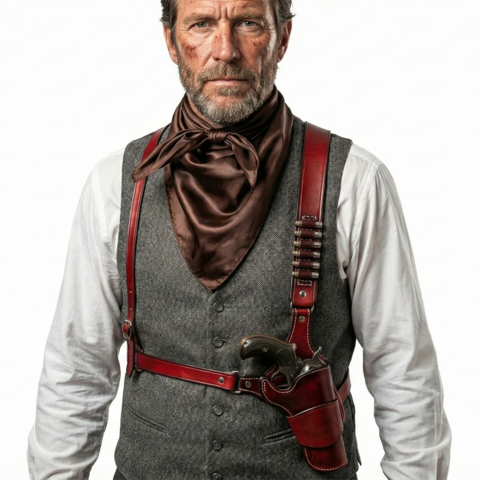 Burgundy Leather Double Shoulder Holster Rig