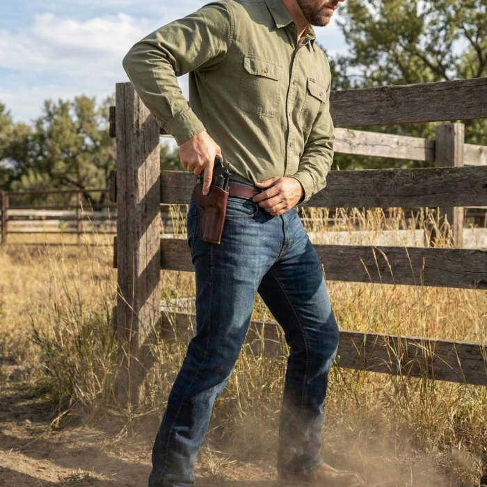 Burgundy Leather Alaska Hunter Hip Holster