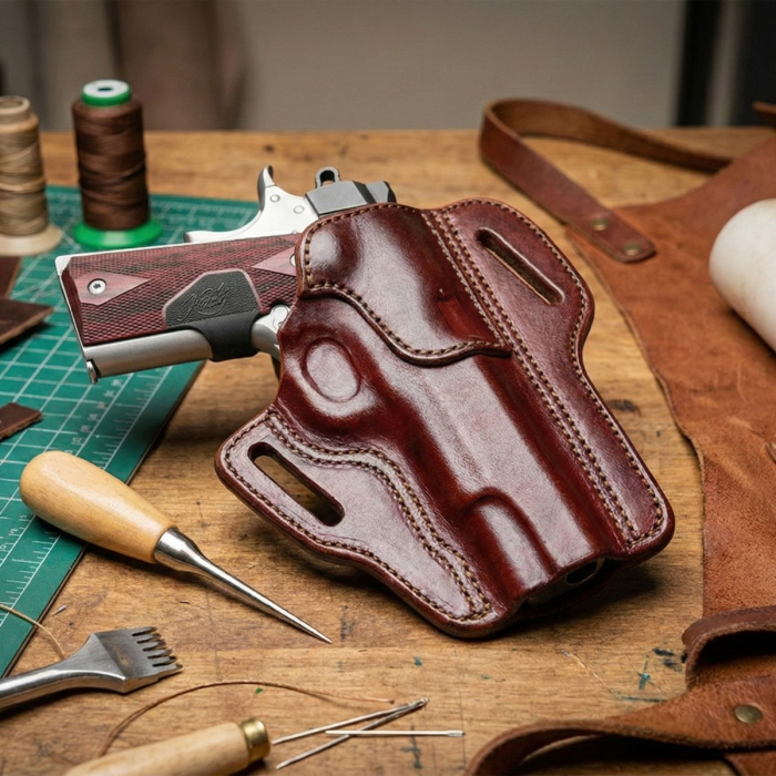 Burgundy Leather OWB Pancake Holster