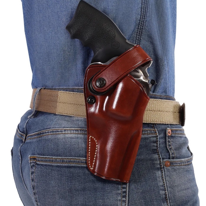Burgundy Leather Strongside Belt Holster with Retention Strap