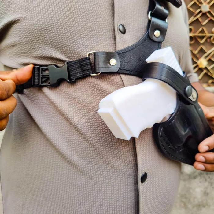 Alaskan Leather Chest Holster With Safety Strap