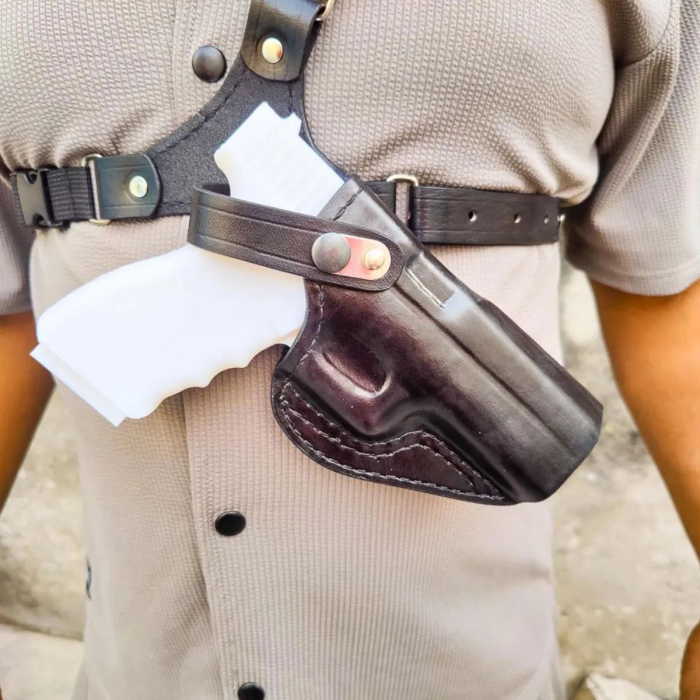 Alaskan Leather Chest Holster With Safety Strap