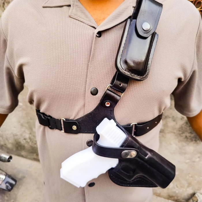 Alaskan Leather Chest Holster With Safety Strap