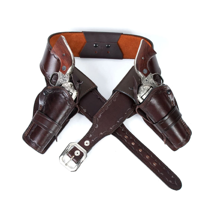Champion Rig – Leather Gun Belt with Double Holster | Open Top OWB Leather Western Holster