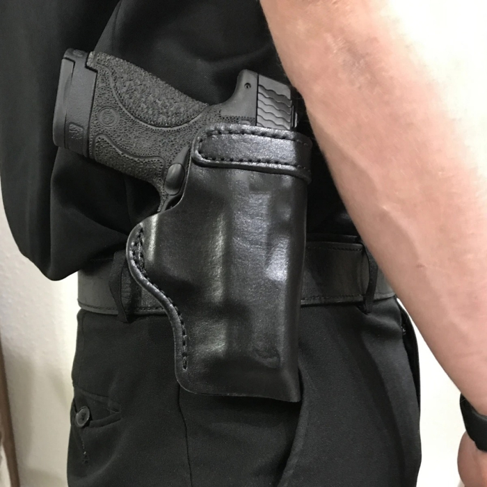 Black Carry Combo Pack IWB/OWB Leather Holster & Double Mag Carrier