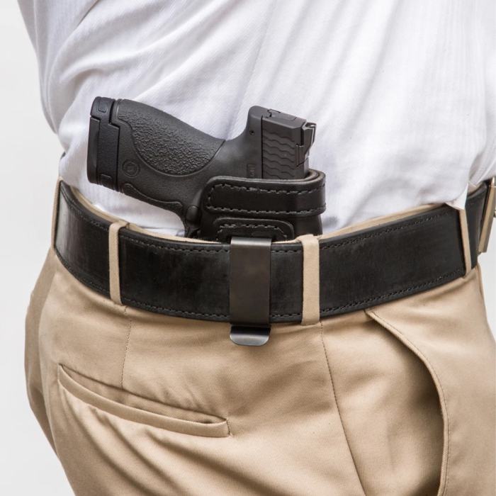 Black Carry Combo Pack IWB/OWB Leather Holster & Double Mag Carrier