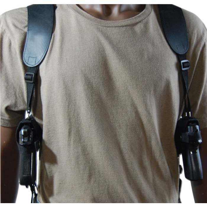 Black Nylon Dual Pistol Horizontal Shoulder Holster
