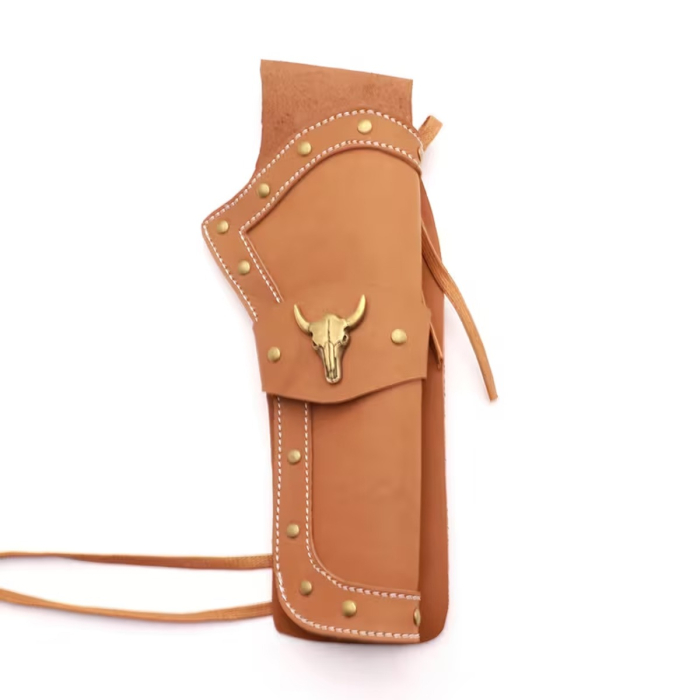 Western Leather Belt Holster with Decorative Flap