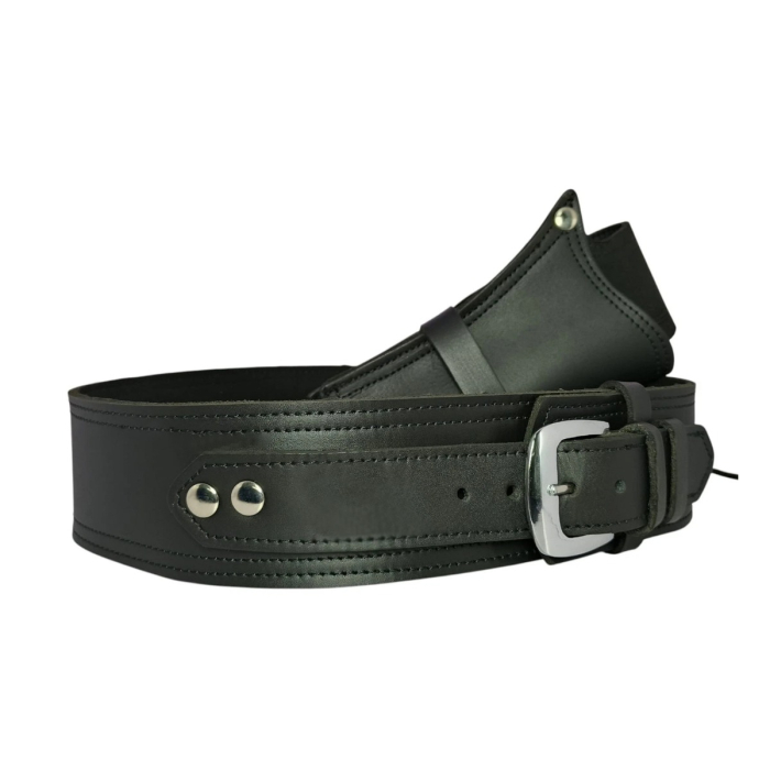 Black Cowboy Western Revolver Single Gun Holster Belt – Genuine Leather