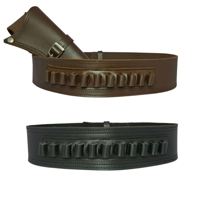 Brown Cowboy Western Revolver Single Gun Holster Belt – Genuine Leather