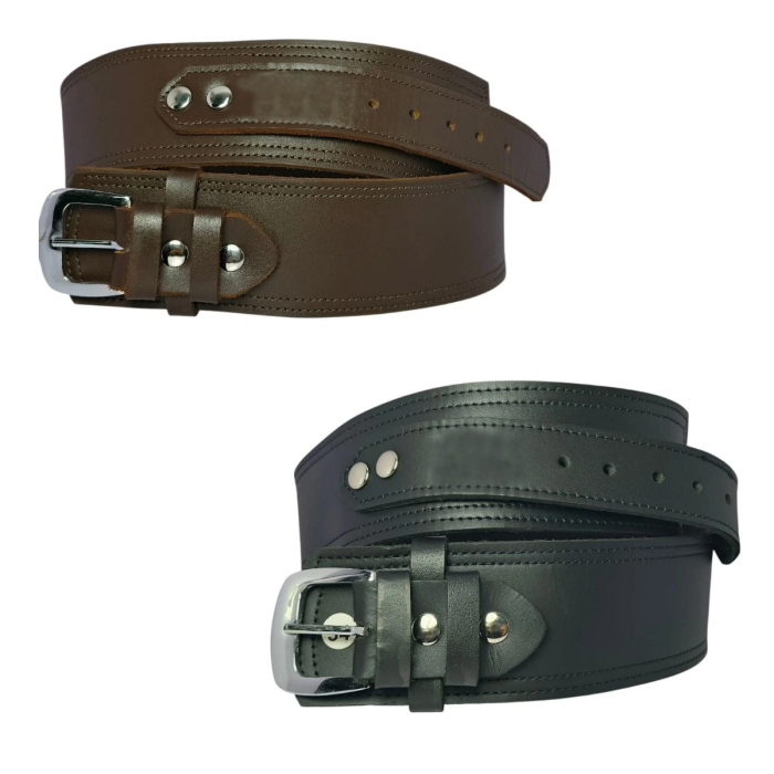 Brown Cowboy Western Revolver Single Gun Holster Belt – Genuine Leather