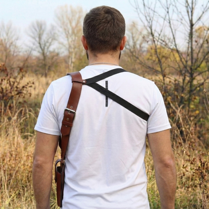 Brown Leather Shoulder Holster Ammo Loops Pouch