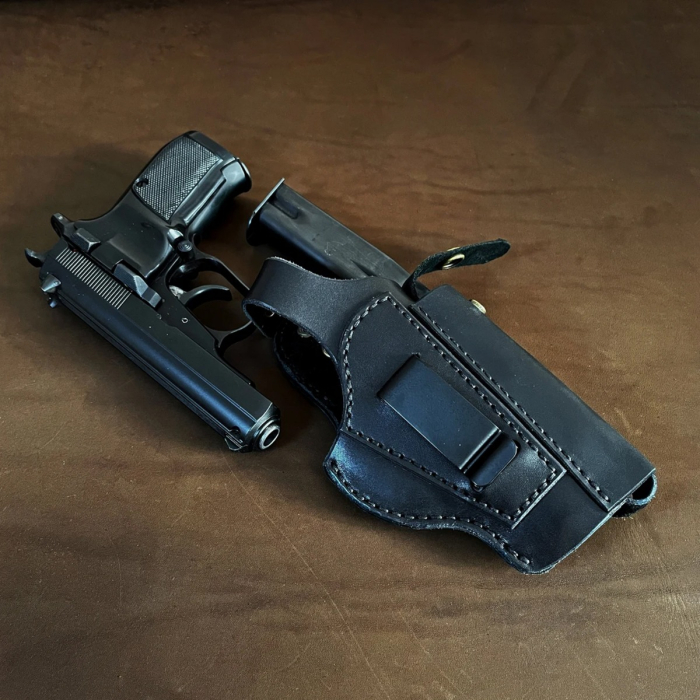 Black Leather OWB CZ 82 Holster With Mag Pouch