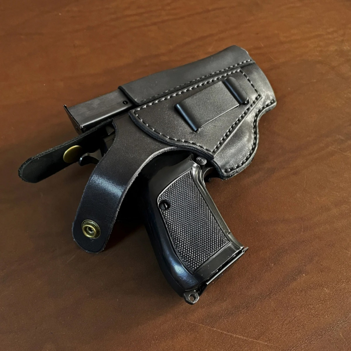 Black Leather OWB CZ 82 Holster With Mag Pouch