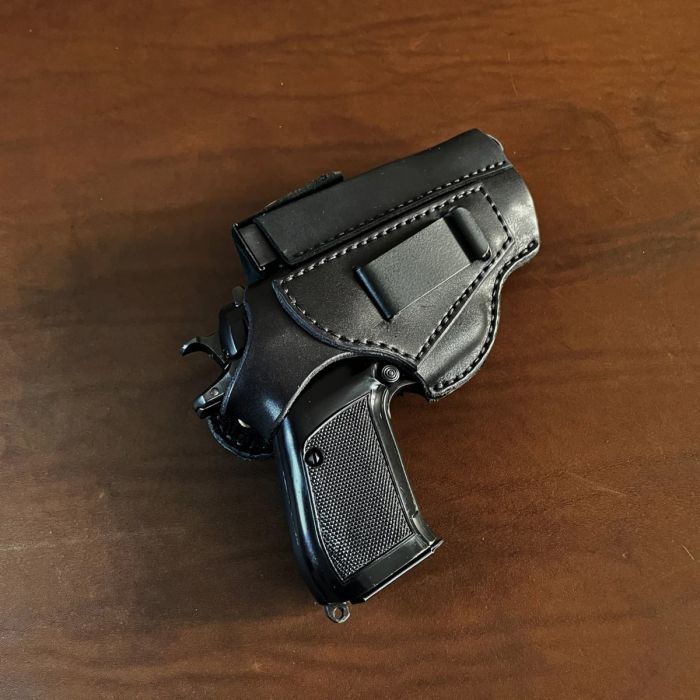 Black Leather OWB CZ 82 Holster With Mag Pouch